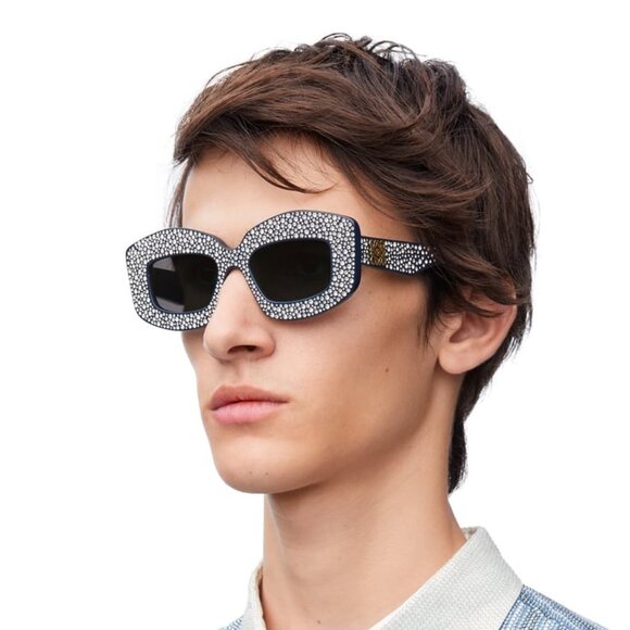 Loewe Women Sunglasses Crystal Blue Grey Rectangle LW4114IS 90A NEW AUTHENTIC - Picture 9 of 9